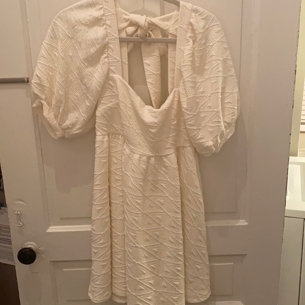Free People Cream Textured Mini Dress